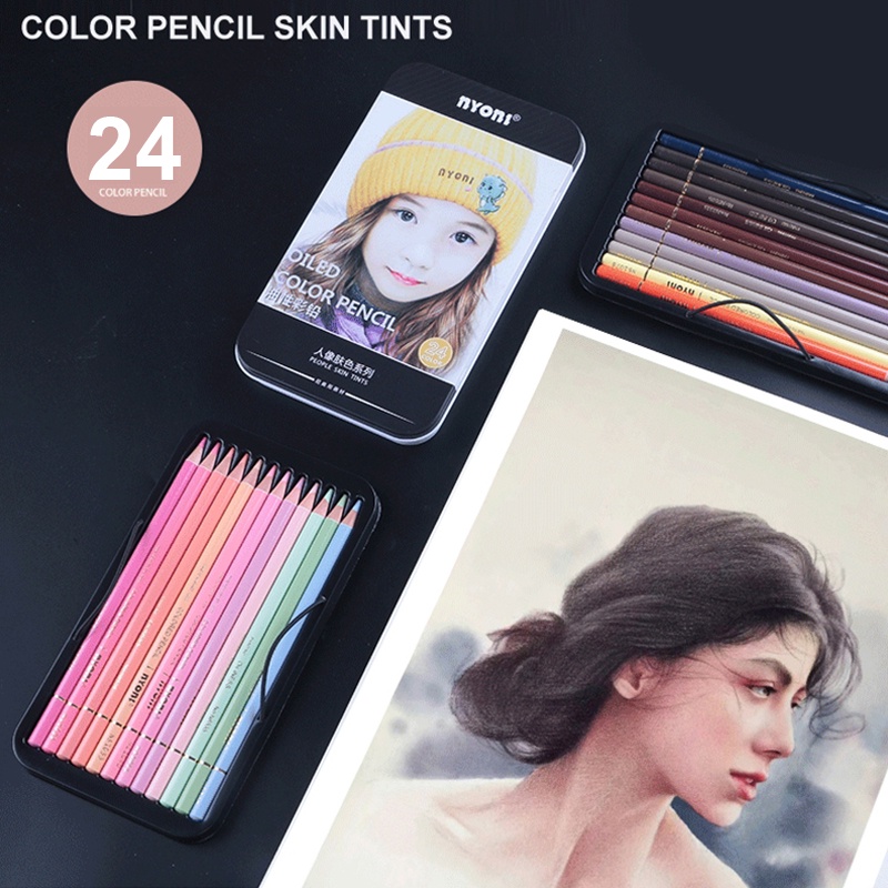 Nyoni ชุดดินสอสี 24/36/48/72/100 วาดภาพ ดินสอสีละลายน้ําได้/น้ํามัน