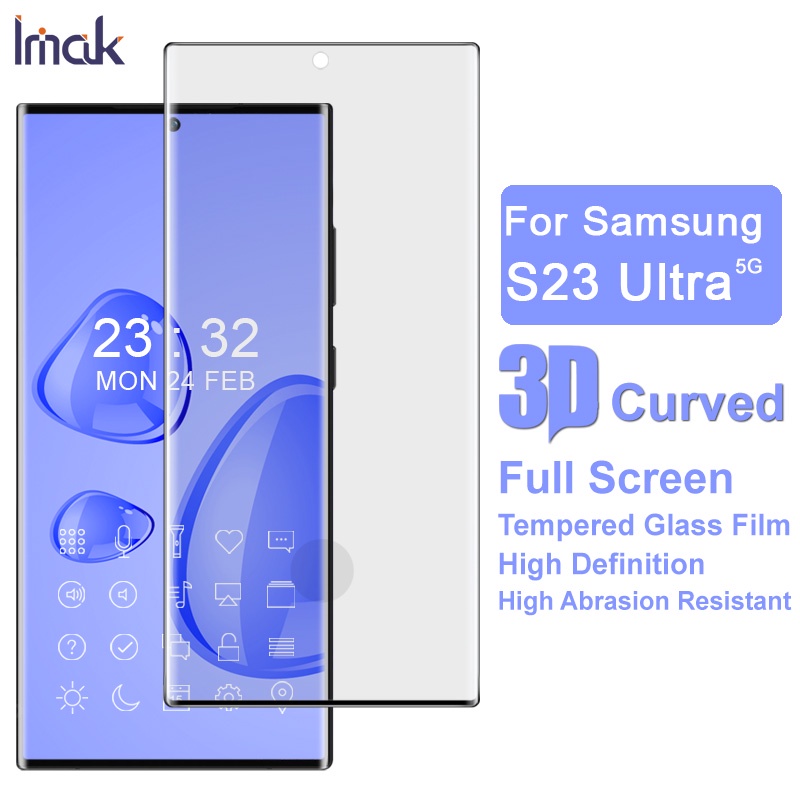 Imak Samsung Galaxy S23 Ultra 5G กระจกนิรภัย 3D โค้งคลุมทั้งหมดฟิล์มกันรอยหน้าจอ
