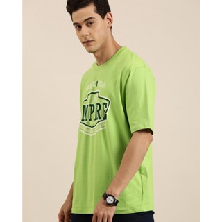 Mens Green Empire Typography Oversized T-shirt เสื้อคู่วินเทจ เสื้อครอปสายฝอ เสื้อยืดชาย เสื้อยืดแขนสั้น