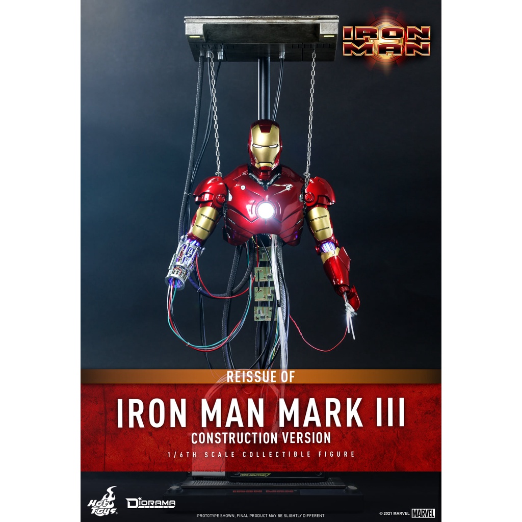 🕊️พร้อมส่ง ฟิกเกอร์ โมเดล ของสะสม Hot Toys DS003 1/6 Iron Man - Mark III (Construction Version)