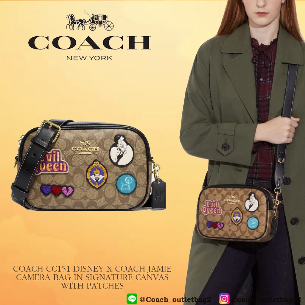 COACH CC151 DISNEY × COACH JAMIE CAMERA BAG IN SIGNATURE CANVAS WITH PATCHES