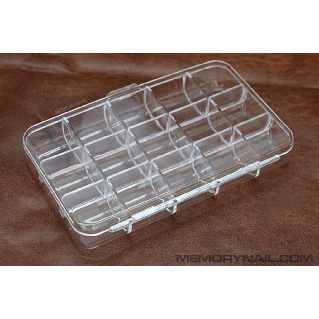 กล่องใส่อุปกรณ์ 15 ช่อง ใส่อุปกรณ์ทำเล็บ ใส่ของแต่งเล็บ โลหะ มุก จิว โบ ดอกไม้ สำหรับแต่งเล็บ