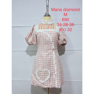 เดรสสั้น สีชมพู ผ้าทวิส คอปีน MARIA DIAMOND SIZE M