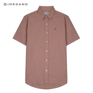 GIORDANO เสื้อเชิ้ตผู้ชาย แขนสั้น Mens Linen Shirt 01042207