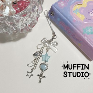 Blue style many pendants ⭐💙 Keychain พวงกุญแจลูกปัด สายห้อยโทรศัพท์ โทนฟ้า,ชมพู,เขียว หลายจี้