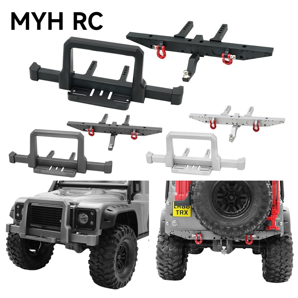 MYHRC TRX4 โลหะคลาสสิกด้านหน้าและด้านหลังกันชนพร้อม Capstan ติดตั้งที่นั่งสําหรับ 1/10 RC Crawler TRX-4 Defender อะไหล่อัพเกรด