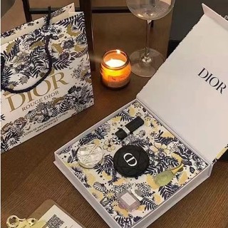 【SUVI】Dior Blue and White Porcelain Makeup Sample Five Piece Set Perfume เจลน้ําหอมปรับอากาศ สีฟ้า และสีขาว 5 มล. 6 กรัม # 1n 999 ลิปสติกเจล 1.4g Air Powder 3.5g