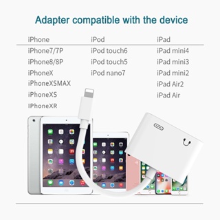 FEINODI Lighting Audio Adapter Charger Splitter Adapter 3 in 1 Type-C to 3.5mm ตัวแปลงเสียงพร้อม USB การชาร์จและหูฟัง 3.5 มม. เข้ากันได้กับโทรศัพท์ Xs/XR #8