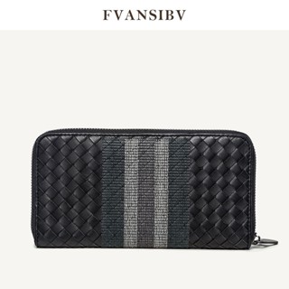 100% Genuine Leather Men&amp;#39;s Long Wallet Hand-Woven Embroidery Storage Bag Luxury Brand Design Business Clutch 2022 Ne