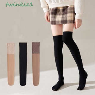 Twinkle1 ถุงเท้ายาวถึงเข่า ป้องกันน่อง สําหรับนักเรียน ฤดูใบไม้ร่วง ฤดูหนาว สําหรับผู้หญิง