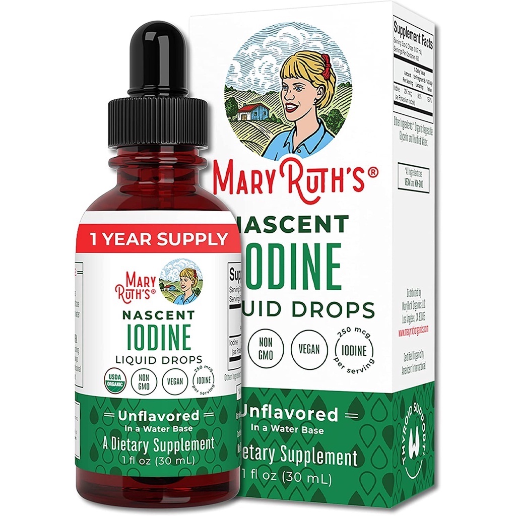 Mary Ruths Organics Nascent Iodine liquid drops 30 mL โพสแทสเซียม ไอโอไดด์ ภูมิคุ้มกัน ระบบเผาผลาญ ไ