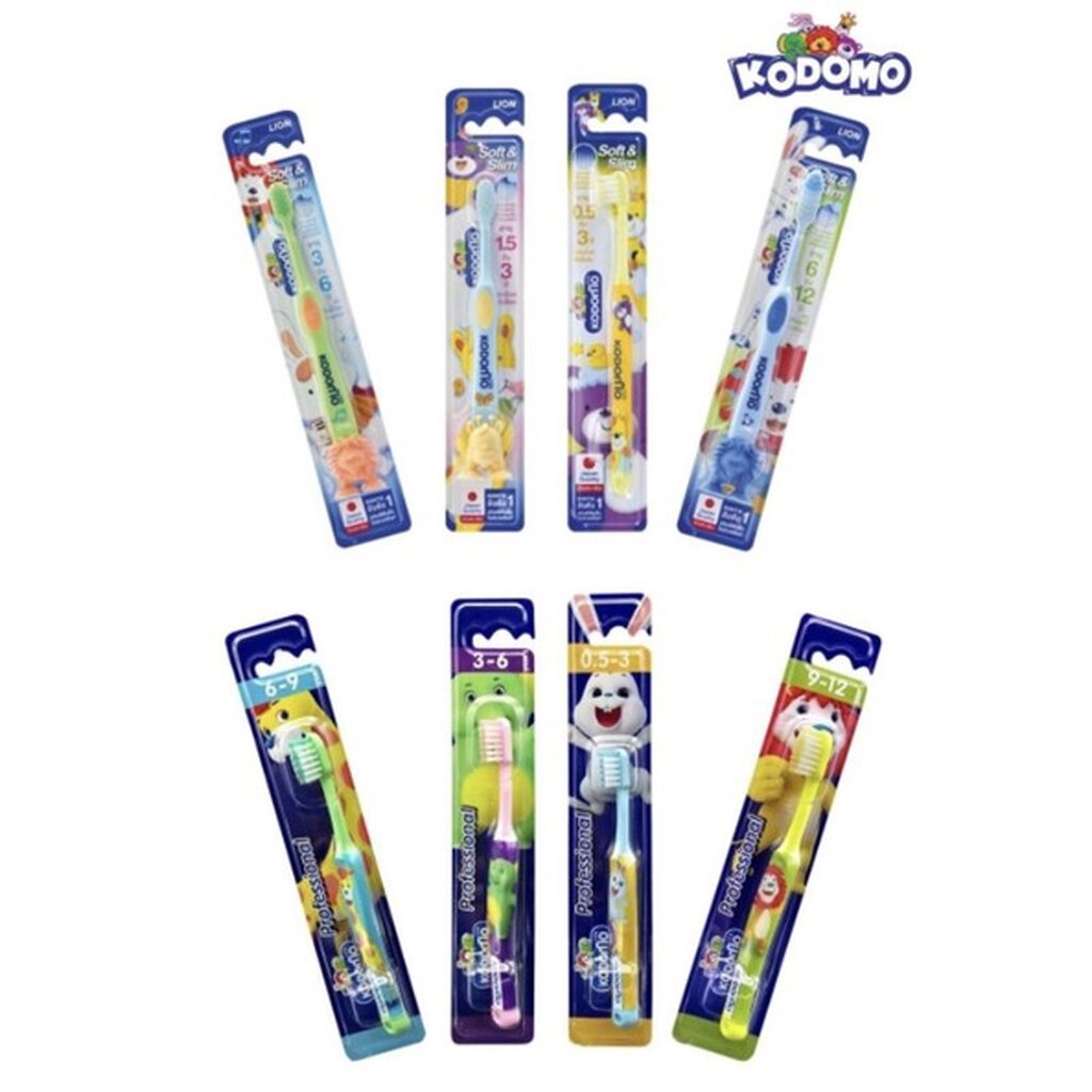 Kodomo โคโดโม แปรงสีฟัน ซอฟแอนด์สลิม และ โปรเฟสชั่นแนล (เลือกรุ่น,ไซส์) แพ็ค1ด้า