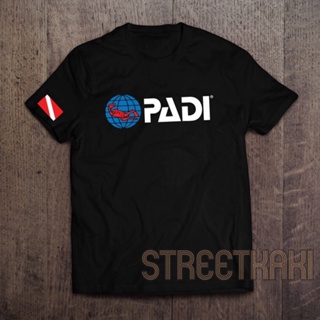 เสื้อยืดผ้าฝ้าย เสื้อยืดพิมพ์ลายพรีเมี่ยม Padi เสื้อยืดแขนสั้น ผ้าไมโครไฟเบอร์ สีดํา สําหรับดําน้ํา