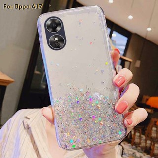 เคสโทรศัพท์มือถือแบบนิ่ม ใส แต่งกลิตเตอร์ดาว ดวงจันทร์ สําหรับ Oppo A17 A 17 A17k OppoA17 2022