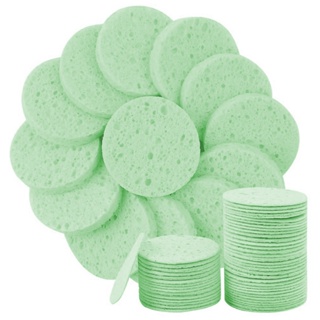 50Pcs Green Face Cleansing Pad Cellulose Makeup Sponge Wshing Brush for Facial Remover Mask Travel Set Tools All Type Sk