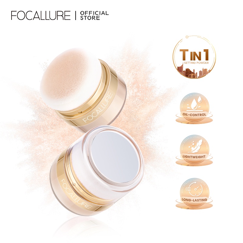 Focallure ที่ปัดแก้ม ควบคุมความมัน แป้งฝุ่น #Ambergold Instant Retouch แป้งฝุ่นควบคุมความมัน กันน้ํา ติดทนนาน ที แป้งเซ็ทติ้ง