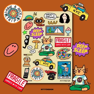 (nyyydesign) Deep Sleep Sticker Size A5 สติ้กเกอร์กันน้ำ ไม่ทิ้งคราบกาว / แปะlaptop ได้ / สินค้าพร้อมส่ง