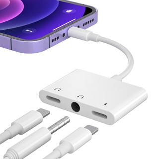 FEINODI Lighting Audio Adapter Charger Splitter Adapter 3 in 1 Type-C to 3.5mm ตัวแปลงเสียงพร้อม USB การชาร์จและหูฟัง 3.5 มม. เข้ากันได้กับโทรศัพท์ Xs/XR #5