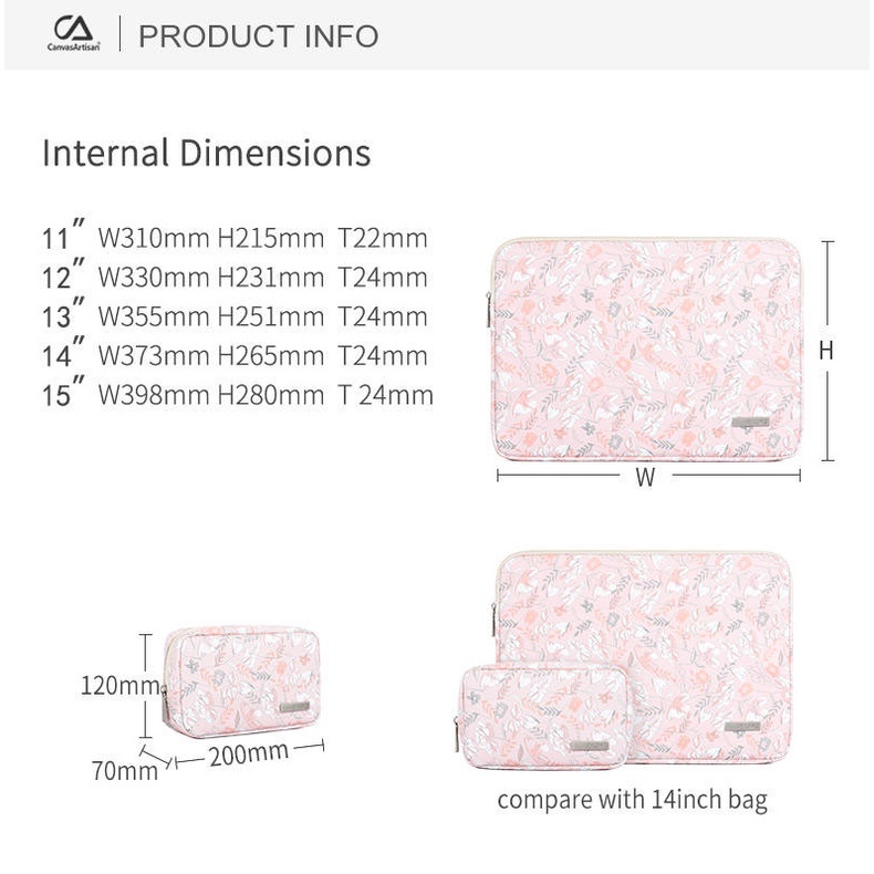 vfk_yomxw4CanvasArtisan Pink Floral Pattern Laptop Sleeve Bag Set Waterproof Leather Cover Case for Matebook Air Pro Tab #8