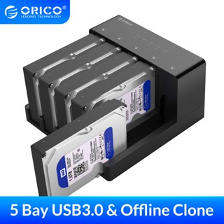 Orico Clone Docking Station ฮาร์ดไดรฟ์ 5 ถาด SATA ไปยัง USB 3.0 HDD พร้อมฟังก์ชั่นออฟไลน์ Clone สําหรับ 2.5 / 3.5 นิ้ว(6558US3-C)