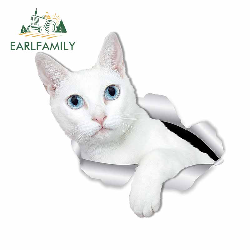 Earlfamily สติกเกอร์ไวนิล กันน้ํา ลายแมว 13 ซม. x 12.1 ซม. สําหรับตกแต่งหน้าต่างรถยนต์