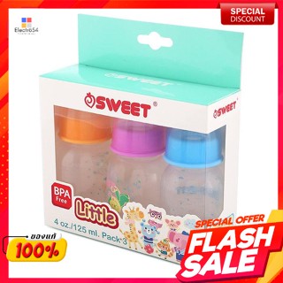 สวีท ขวดนมพร้อมมือจับ รุ่นลิตเติ้ล ขนาด 4 ออนซ์ แพ็ค 3Sweet Milk Bottle with Handle, Little Model, Size 4 oz. Pack 3