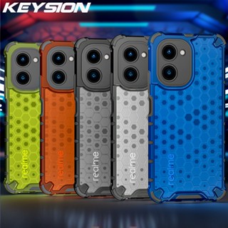 Keysion เคสโทรศัพท์มือถือซิลิโคน PC ใส ลายรังผึ้ง กันกระแทก ด้านหลัง สําหรับ Realme C33 C31 C30 V20 Realme C35 C33