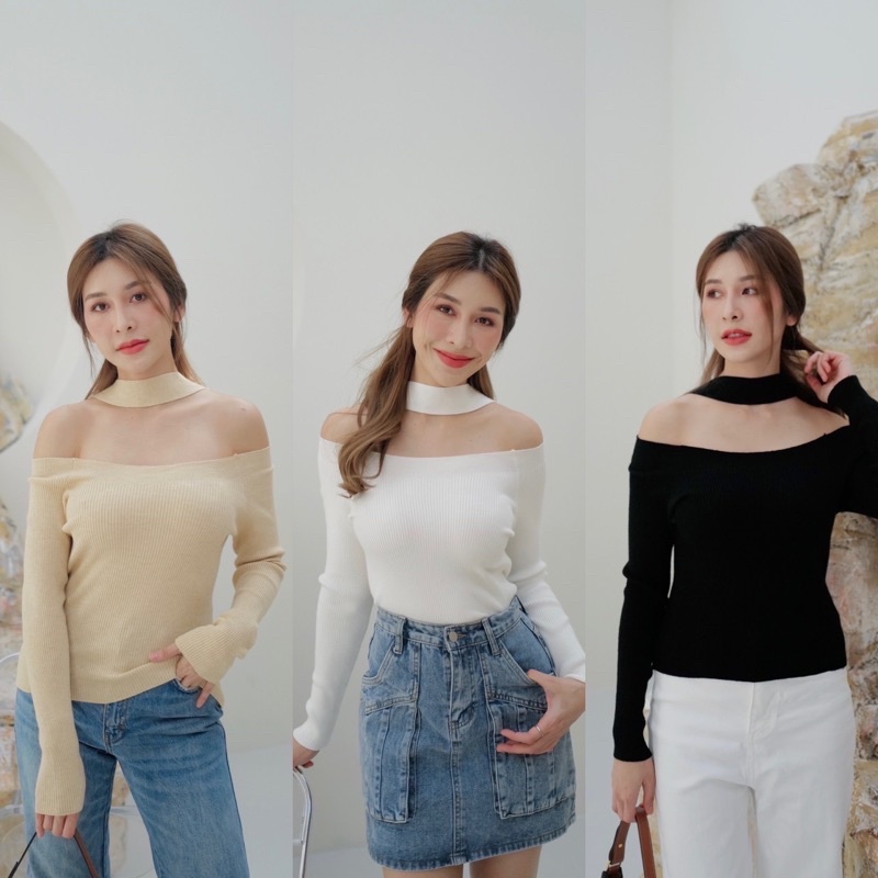 intuon Jocho top🤍🤍 #jochotop กรี้ด นางเอกเกาหลีสุดๆ ตัวนี้โชคเกอร์มาจากด้านหลัง เนื้อผ้าไหมพรมแบบนิ่