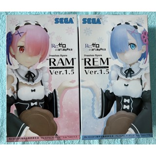 ของสะสมอนิเมะจาก เรื่อง Re Zero Starting Life in Another World Rem Ram Ver. 1.5 Premium Figure Set SEGA 2 Box