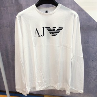 Armani เสื้อยืดแขนยาว ผ้าฝ้าย สําหรับผู้ชาย 8N6T64 8N1T64