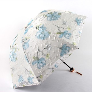 Double-layer embroidered lace umbrella Elegant Lady Sunshade Black Rubber Three Folding Princess Sweet Lace for Wedding