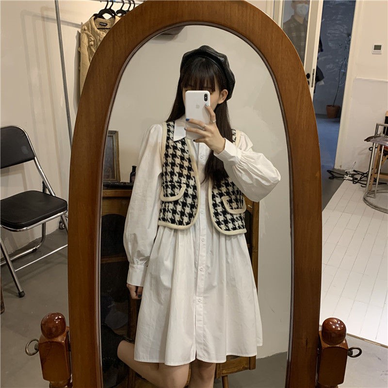 BVintage Gothic Lolita Dress Women Harajuku Black Bandage White Mini Dress Autumn Plus Size Long Sleeve High Waist Party