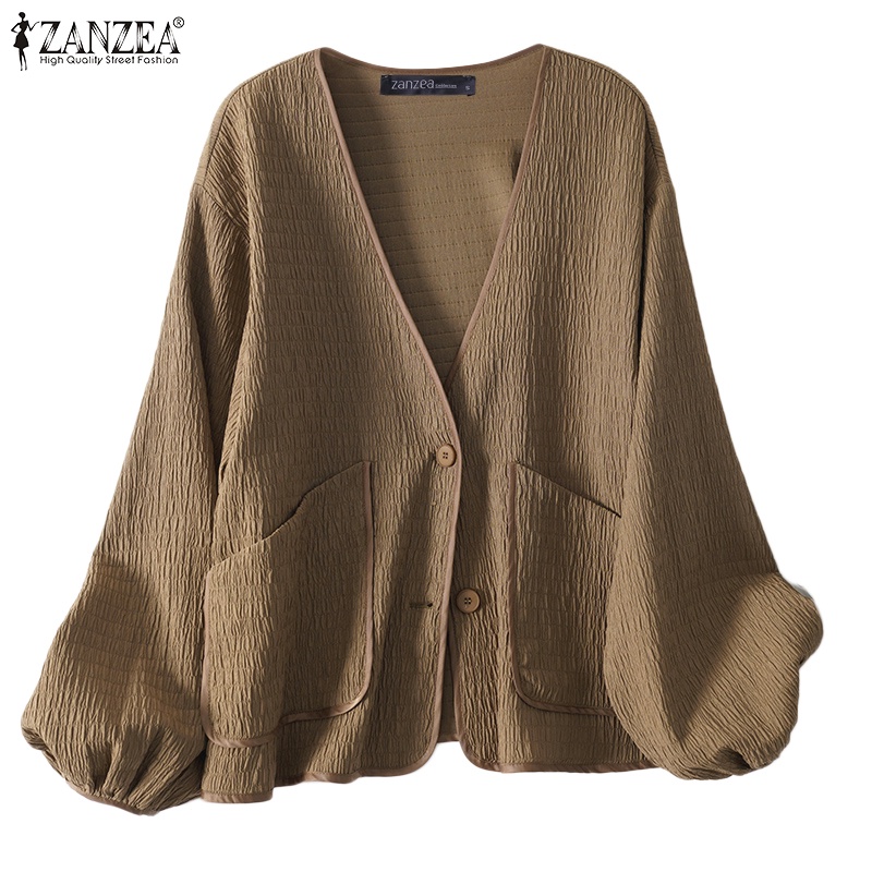 Zanzea แฟชั่น เสื้อคาร์ดิแกน คอวี แขนทรงโคมไฟ สําหรับผู้หญิง