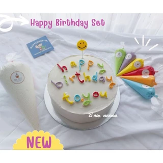 พร้อมส่ง Set Happy Birthday DIY+ฟรีที่ปาดครีม(เค้กสำหรับทาน)