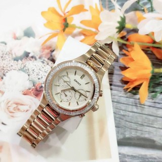 ⌚New Dkny watch gold  tone size 38 mm  ⌚🌸เรือนทอง สวยงามมากกก คริสตัล4เหลี่ยม ล้อมหน้าปัด สวยมากก