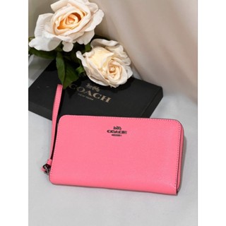 👛กระเป๋าสตางค์ใบยาว สีชมพูสดสวยมากNEW COACH WALLET LARGE PHONE WALLET (COACH 73413)