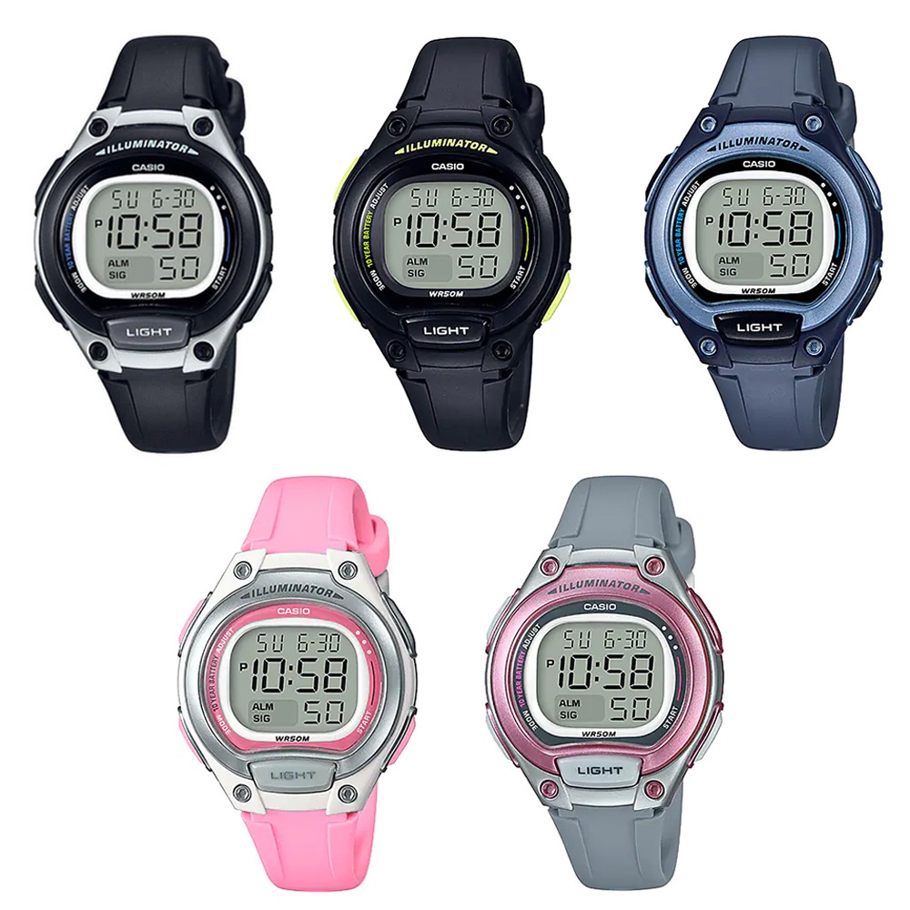 Casio Standard นาฬิกาข้อมือผู้หญิง สายเรซิ่น รุ่น LW-203 (LW-203-1A,LW-203-1B,LW-203-2A,LW-203-4A,LW-203-8A)