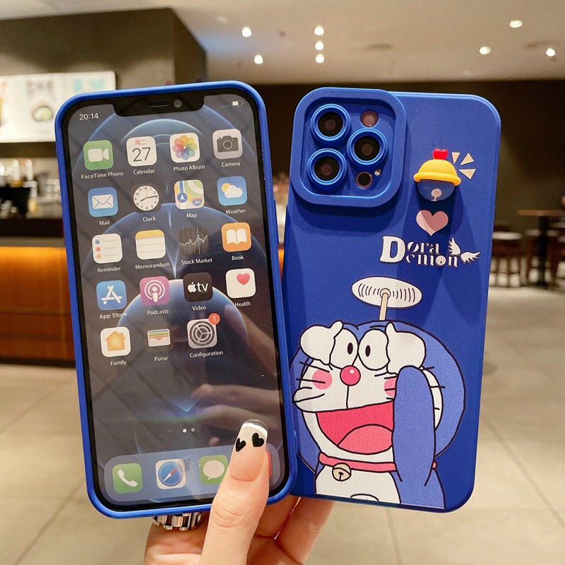 สําหรับ OPPO Reno 11 8T 8Z 7Z 6Z 2F Realme Note 50 11 10 Pro+ C67 C53 C55 C51 C21Y C25 C21 C20 C11 C17 C15 C12 9i 7i 6i 5s 5i เคสโทรศัพท์มือถือ ลายการ์ตูนโดราเอมอน 3D สีฟ้า สําหรับ