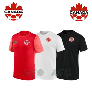 เสื้อยืดผ้าฝ้ายพิมพ์ลายTop Quality 2022 Canada World Cup FIFA Jersey Home Away Jersey Soccer Football Jersey Men T-shirt