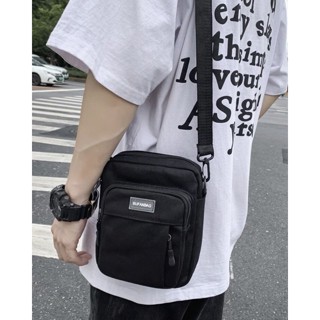 กระเป๋าผ้าสะพายข้าง ขนาด 20x6x16 cm. สไตล์เกาหลี สายยาว-สั้น ปรับได้ มีหลายช่องใส่ของได้เยอะ 60SB002017