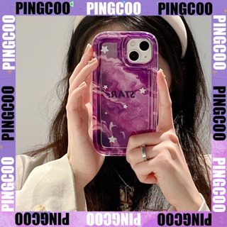 PingCoo - Case For iPhone 14 13 12 11 Plus Pro Max XR TPU Soft Transparent Jelly Airbag Case Dark Purple Starry Sky Camera Protection Shockproof Back Cover