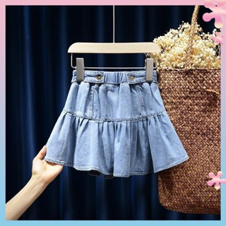 Girls Denim skirt Korean style western style denim skirt 2022 summer new fashion summer pleated skirt thin fashion