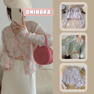 oninaka เสื้อเซตไหมพรมแขนยาว สีสันน่ารัก สุดคิ้ว เสื้อกันนหนาว  8197#