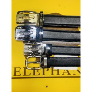 เข็มขัดหนังหัวออโต้อลูมีเนียมสายเรียบแบรนด์elephant