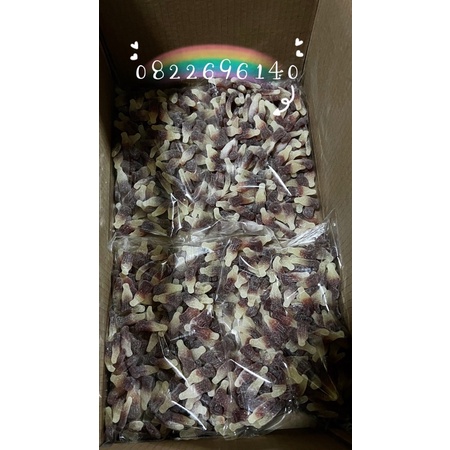 ส่งฟรี+มีส่วนลด! New เกรดAชิ้นสวย‼️เยลลี่ขวดโค้ก รสโคล่า500กรัมค่ะ🤎