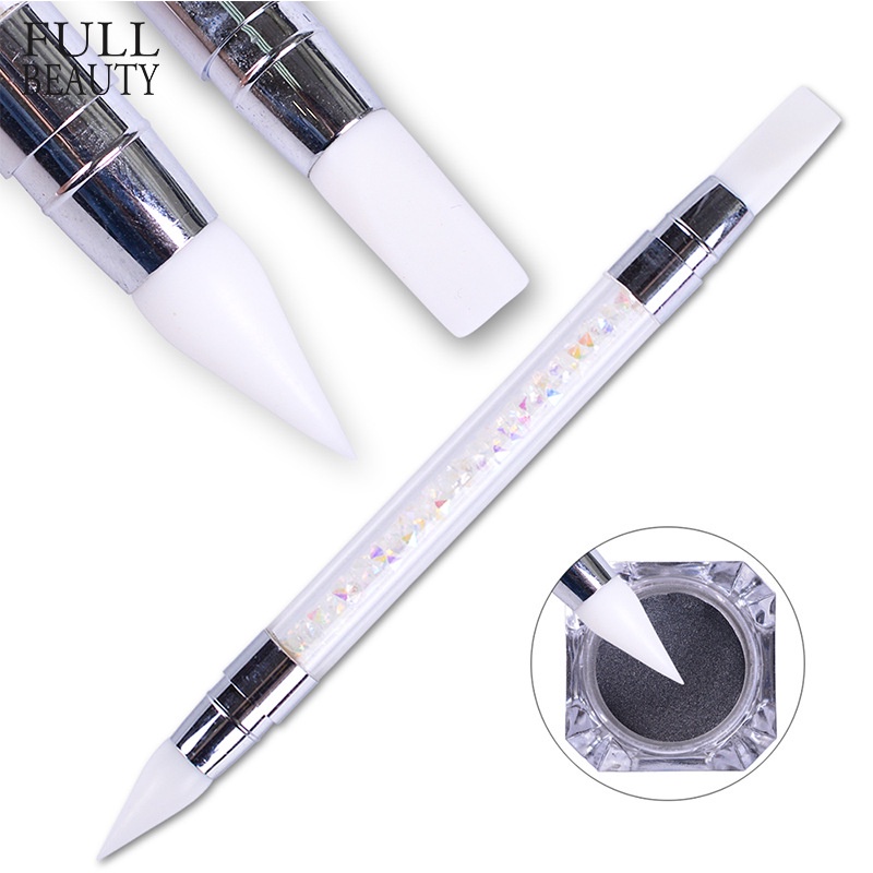 ปากกาซิลิโคนสองหัวทรงกรวยแหลมแบบเล็บ DIY สีเล็บเครื่องมือเพิ่ม