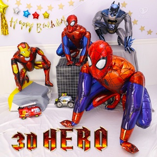 Marvel ลูกโป่งฟอยล์ รูปสไปเดอร์แมน แบทแมน ไอรอนแมน ซูเปอร์ฮีโร่ 3D ขนาดใหญ่ สําหรับตกแต่งปาร์ตี้วันเกิดเด็ก