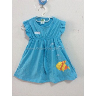 TNG-206 เสื้อแขนกุดเด็กผู้หญิง สีฟ้าลายปลา Size-90 (1-2Y)