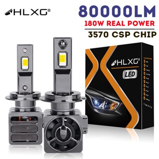 HLXG หลอดไฟหน้ารถยนต์ ไฟตัดหมอก เทอร์โบ LED 180W H7 80000LM H4 H1 H11 HB3 HB4 HIR2 9005 9006 9012 6000K K5C 5570 CSP