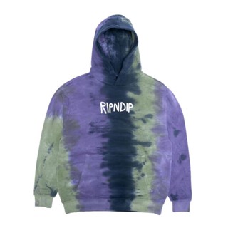 SLUM LTD - Ripndip F22 Ripndip Rubber Logo Hoodie Sage/Slate Tie Dye
